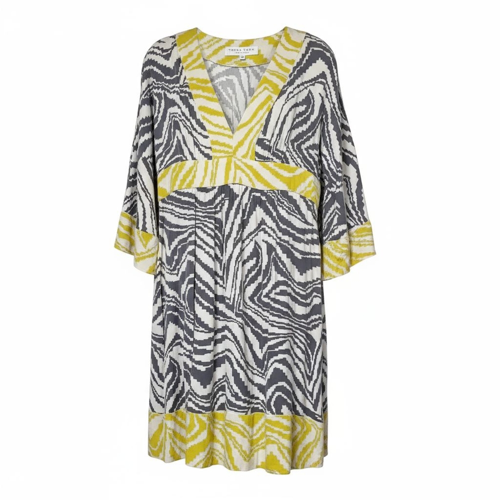 Trina Turk Womens Multicolor Animal Print V Neck Dress Long Sleeve Size 10